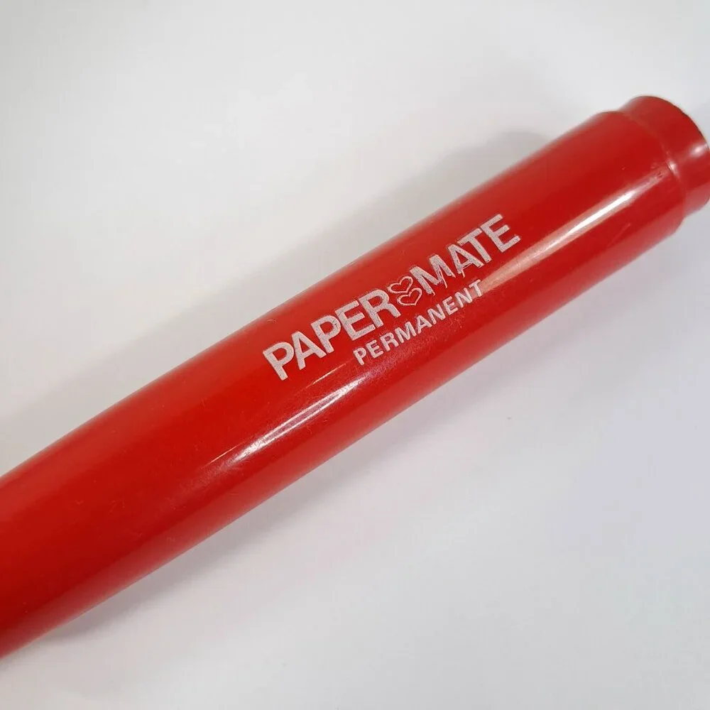 Vintage Papermate Permanent marker red El Marko Paper‎ mate elmarko WORKS